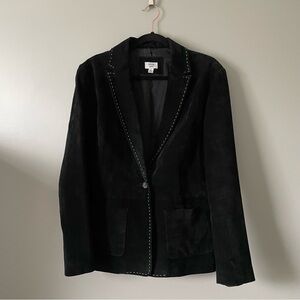 Black Suede Blazer Jacket contrast stitching size L